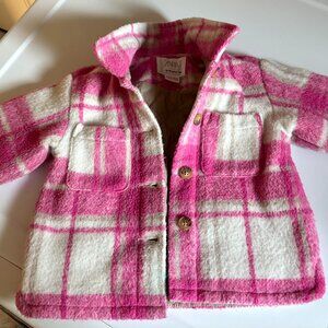 Zara Toddler Girls 12-18M Plaid Pink Jacket